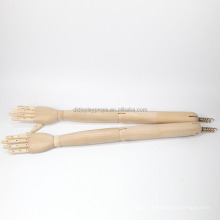 DL704 High quality female long arms Wooden arms hands three section 360 degree flexible joints wooden hand